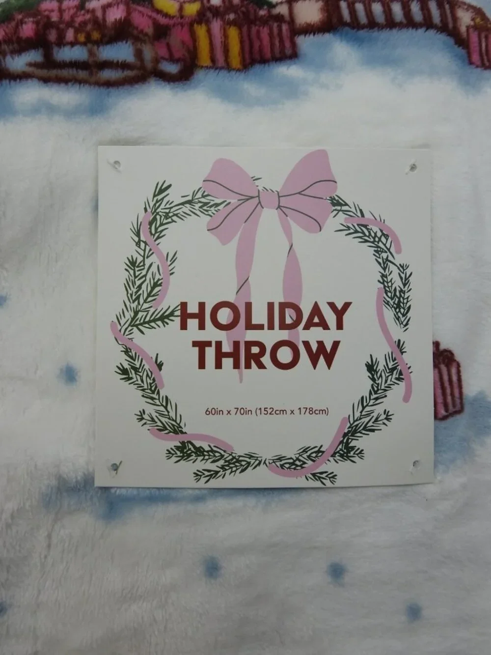 London Christmas Holiday Throw Blanket 60x70 Pink Big Ben London Eye Tree New